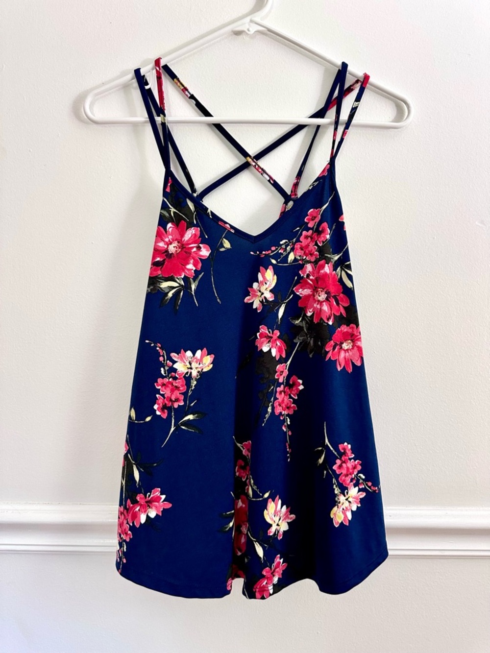 Papermoon Navy Floral Strappy Women's Tank Top